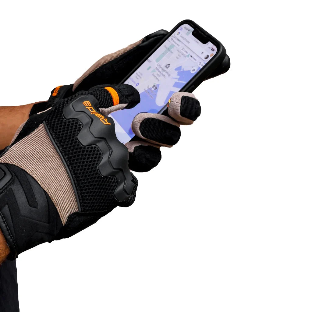 Raida Drift Motorcycle Gloves | Khaki Orange