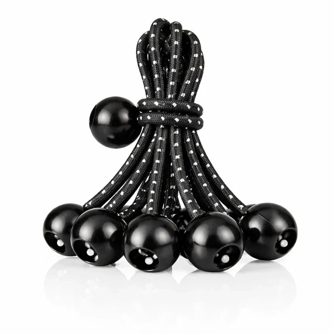 Grand PitStop Bungee Balls With Reflecting (8 Inches) - Set Of 10 - Black