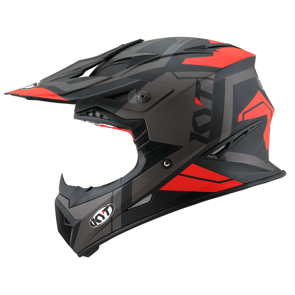 KYT MX Jumpshot #3 Black Red Fluro Matt Helmet