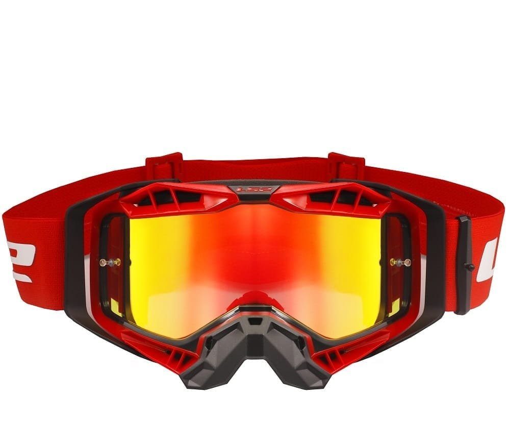 LS2 AURA GOGGLE BLACK RED WITH RED IRIDIUM VISOR