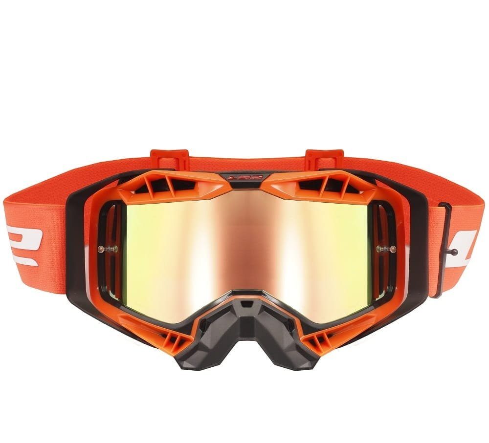 LS2 AURA PRO GOGGLE BLACK HIV ORANGE WITH IRIDIUM VISOR