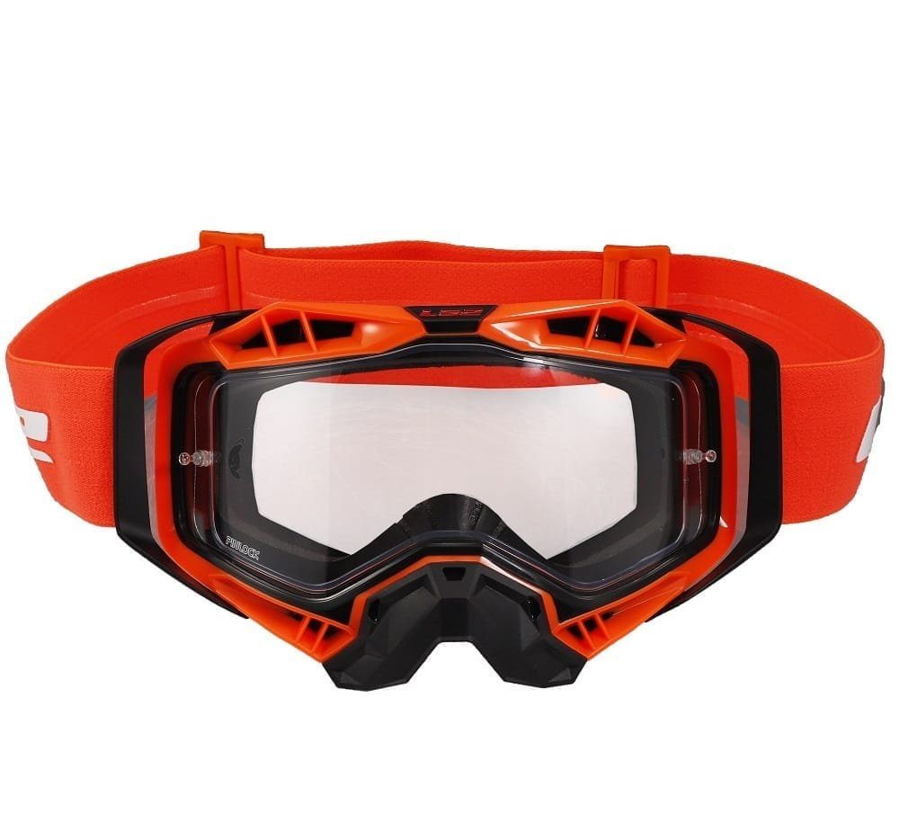 LS2 AURA GOGGLE BLACK HIV ORANGE WITH CLEAR VISOR