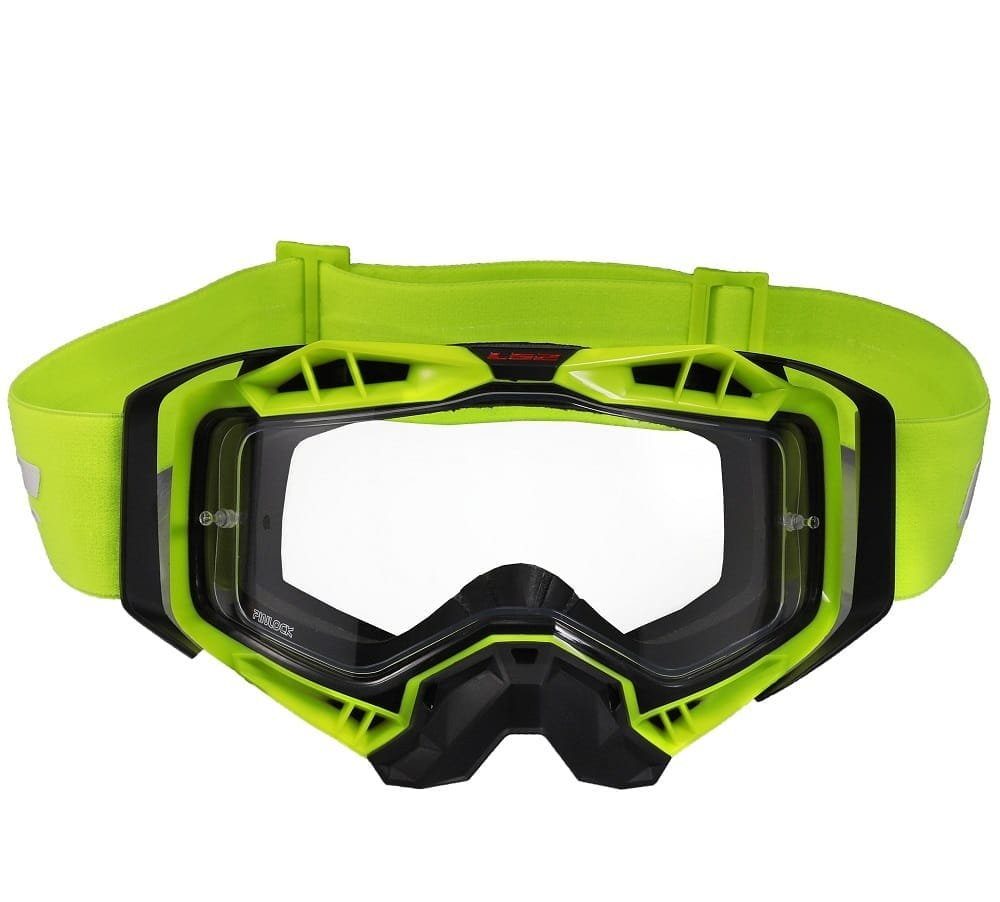 LS2 AURA GOGGLE BLACK HIV YELLOW WITH CLEAR VISOR