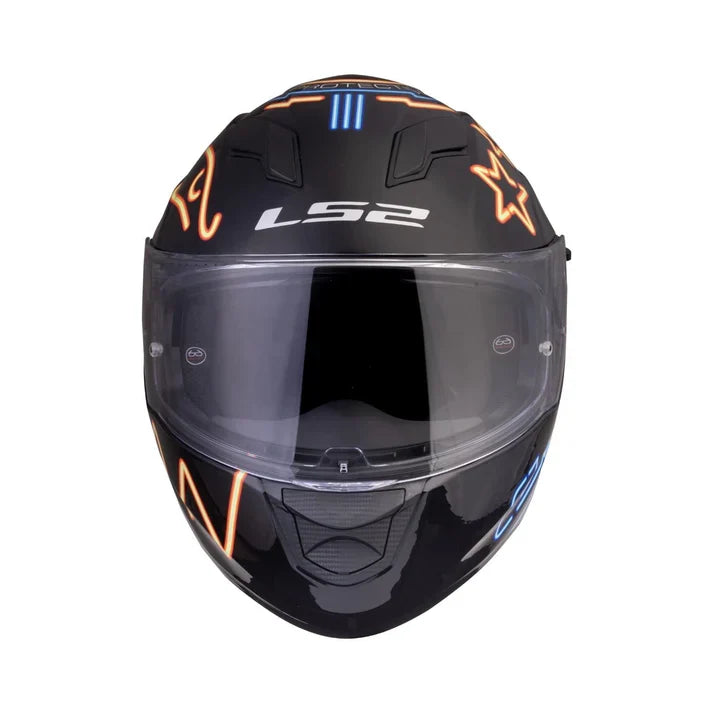 FF320 STREAM EVO NEON MATT BLACK BLUE FLUO ORANGE WITH PINLOCK