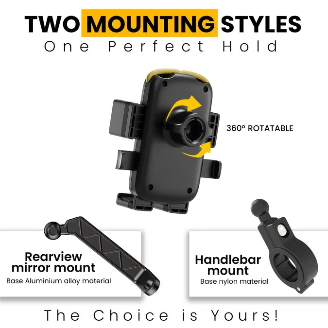Cool Grip B3 Bike Mirror Mount Mobile Holder with One Click Locking - Black