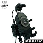 BOBO BM18H (or BM18M) PRO Handlebar (or Mirror) Anti-Vibration Bike Phone Holder (with Fast 15W Wireless Charger & USB-C Charging Module) Motorcycle Mobile Mount
