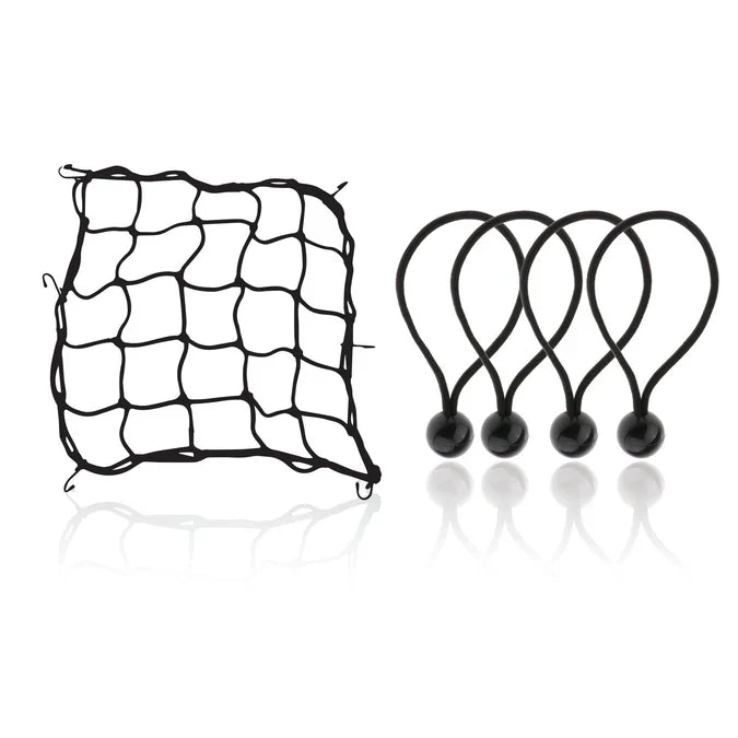 Grand PitStop Cargo Net (38X38Cm) With Bungee Balls (8Inch) - 4Pcs- Black