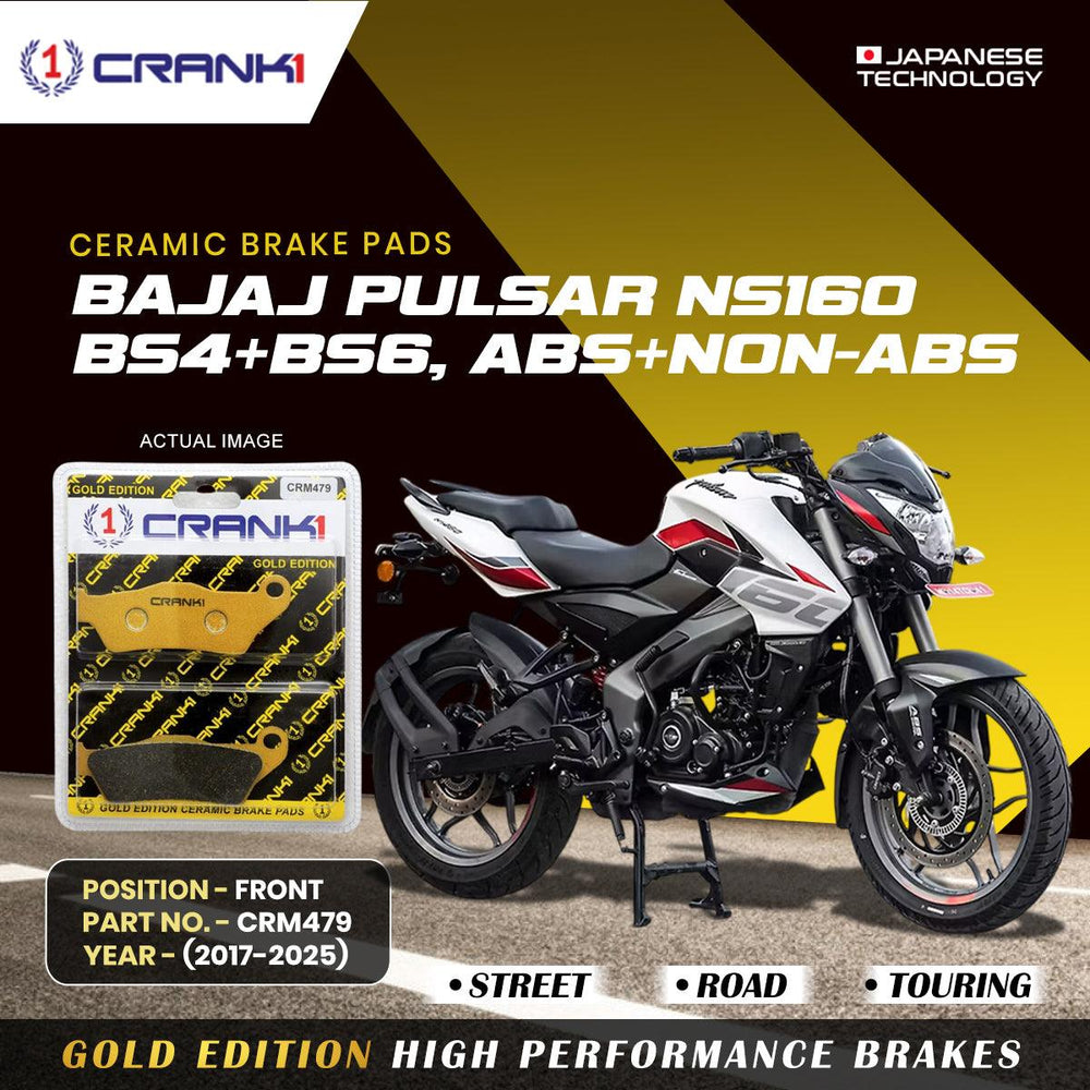 Ceramic Brake Pads For Bajaj Pulsar NS-160 BS4+BS6,ABS+NON-ABS (2017-2025) - Front - CRM479