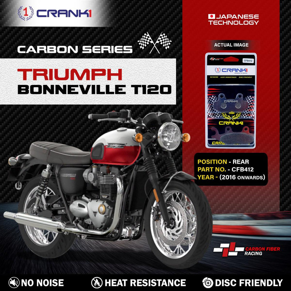 Carbon Brake Pads For Triumph Bonneville T120 (2016 Onwards) - Rear - CFB412