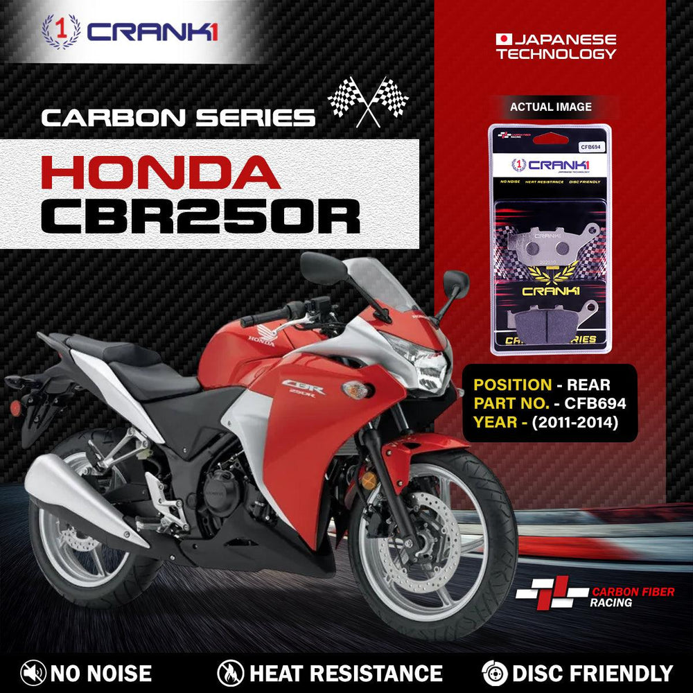 Carbon Brake Pads For Honda CBR250R (2011-2014) - Rear - CFB694