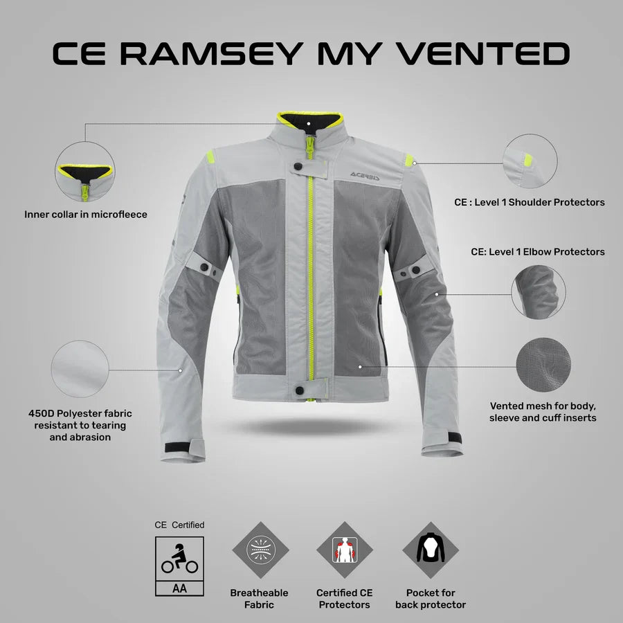 Acerbis Ramsey My Vented Jacket - Grey/Yellow