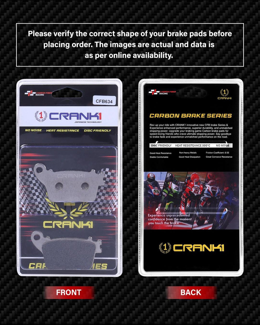 Carbon Brake Pads For Honda Cbr 1000RR Abs Fireblade (2014-2016) - Rear - CFB634