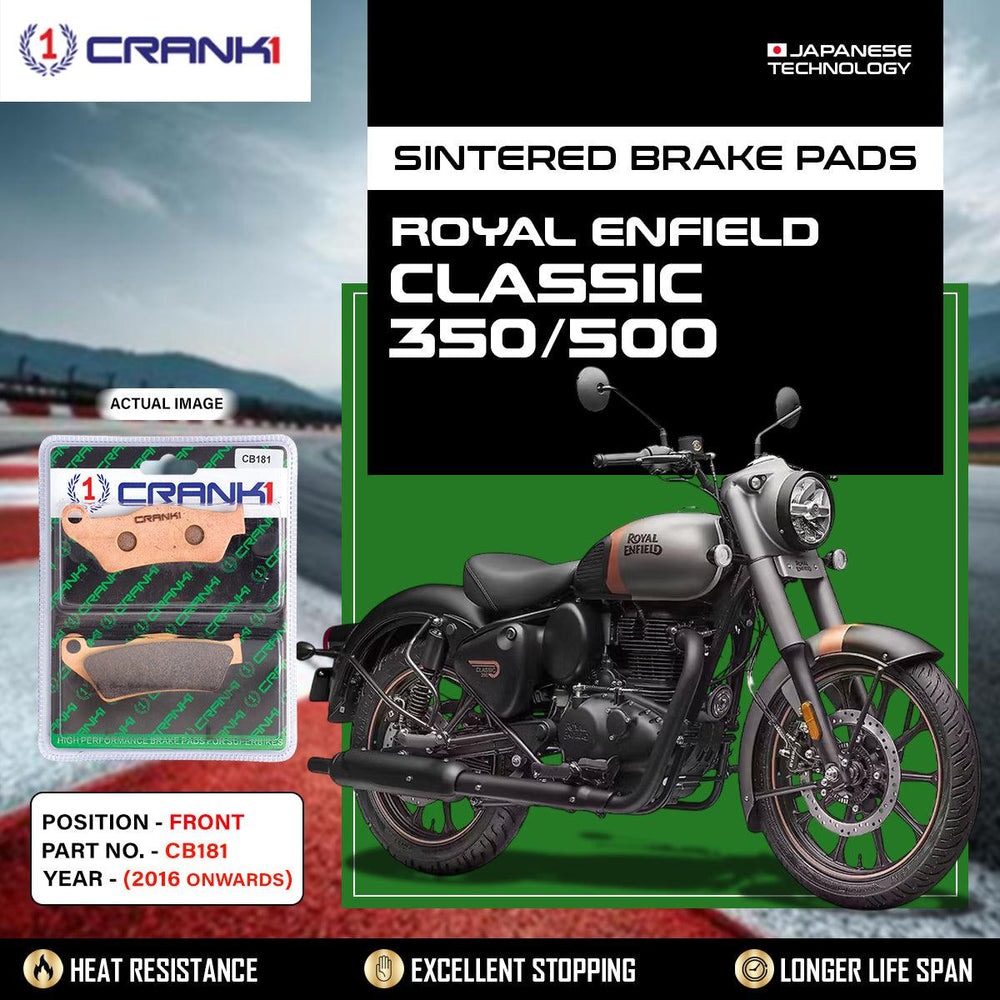Sintered Brake Pads For Royal Enfield Classic 350/500 (2016 Onwards) - Front - CB181