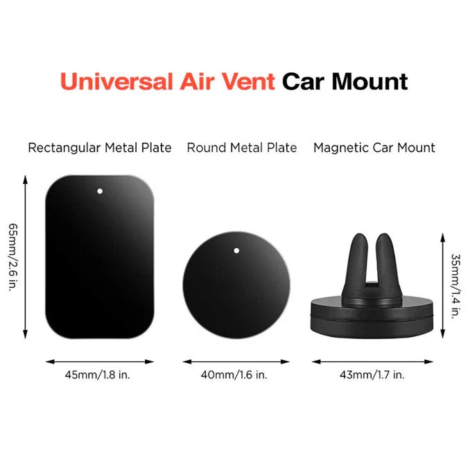 Universal Magnetic Air Vent Mount Car Mobile Holder (Set of 2) - Black
