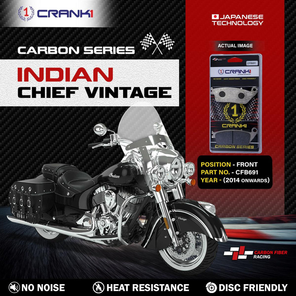 Carbon Brake Pads For Indian Chief Vintage (2014 Onwards) - Front - CFB691