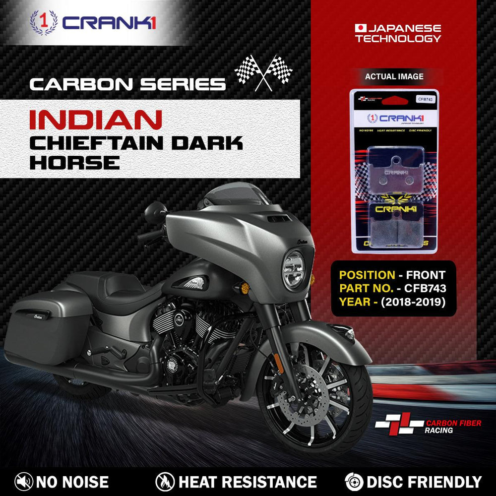 Carbon Brake Pads For Indian Chieftain Dark Horse (2018-2019) - Front - CFB743 - 2 Sets