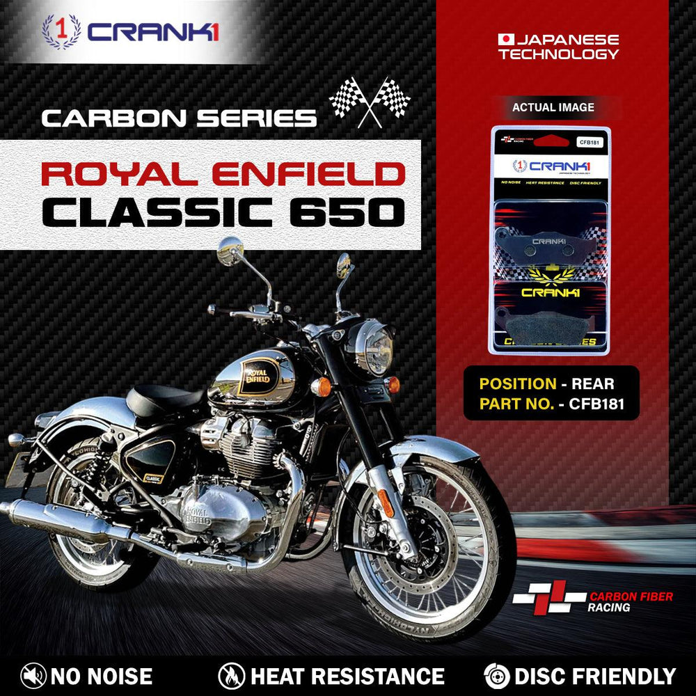 Carbon Brake Pads For Royal Enfield Classic 650 - Rear - CFB181