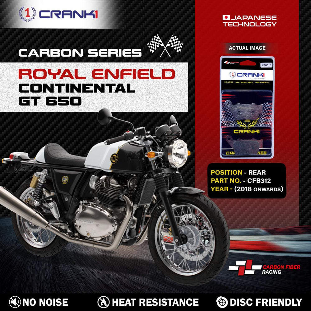 Carbon Brake Pads For Royal Enfield Continental GT 650 (2018 Onwards) - Rear - CFB312