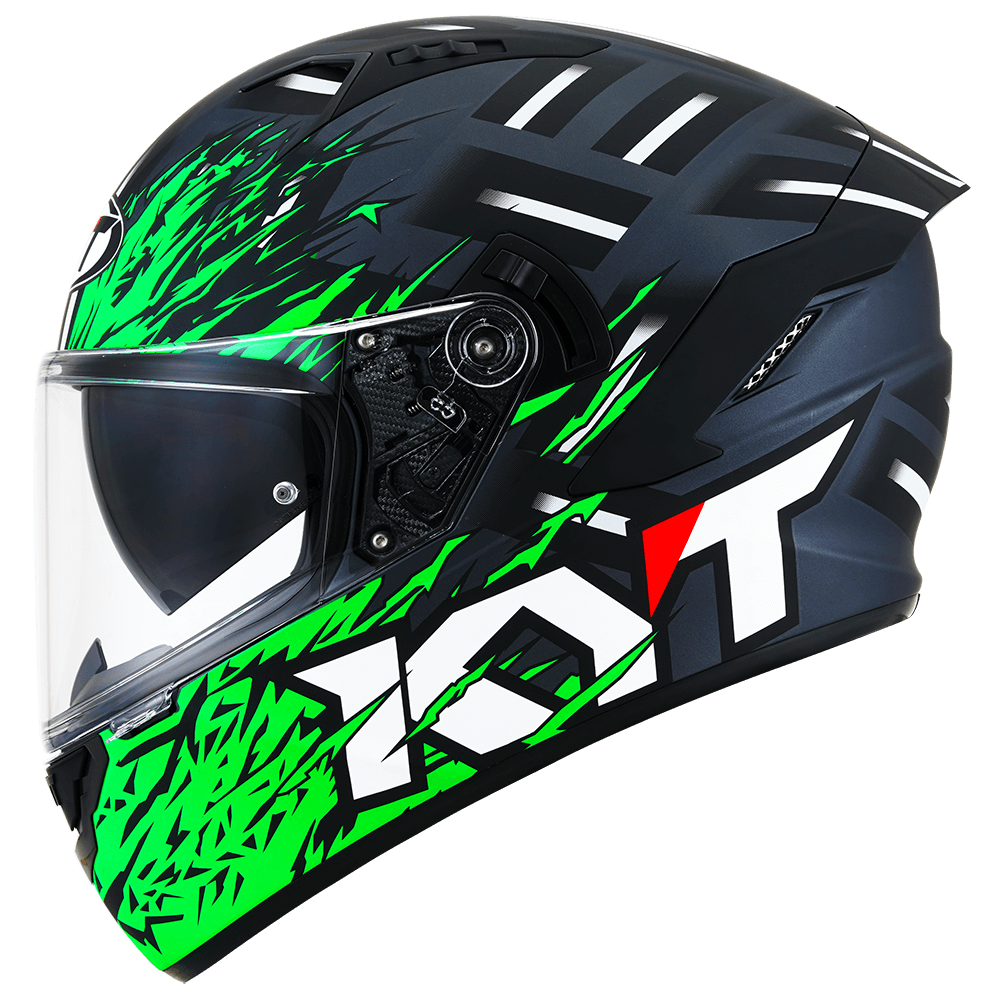 KYT NFR Flaming Matt Grey Green Helmet