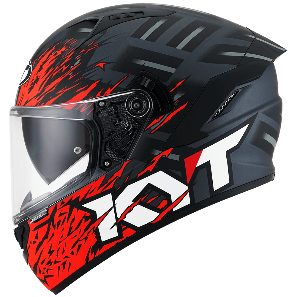 KYT NFR Flaming Matt Grey Red Helmet