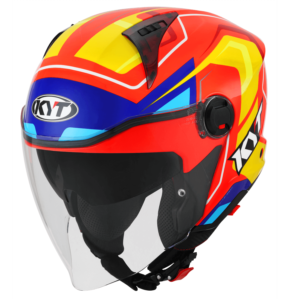 KYT D City Overtech Gloss Orange Fluro Yellow Helmet