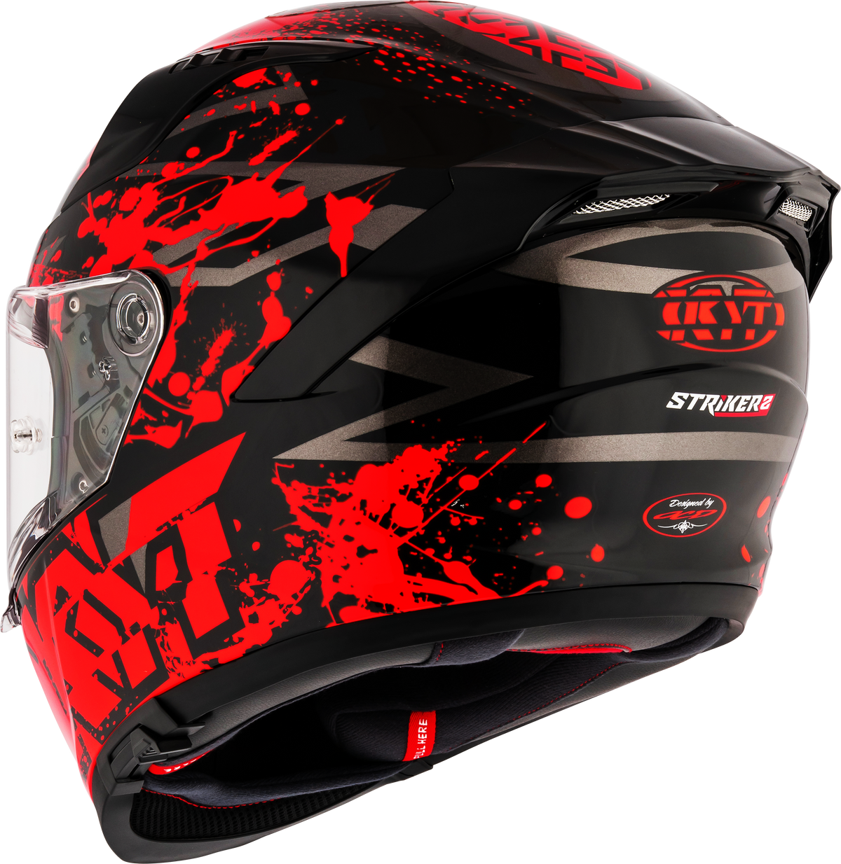 KYT Striker 2V Neutron Gloss Black Red Helmet