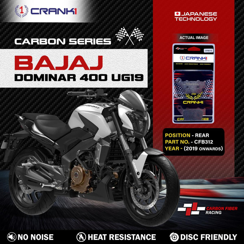 Carbon Brake Pads For Bajaj Dominar 400 UG19 (2019 Onwards) - Rear - CFB312