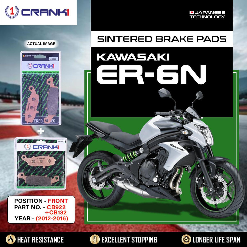 Sintered Brake Pads For Kawasaki ER-6n (2012-2016) - Front - CB922 + CB132 - 2 Sets