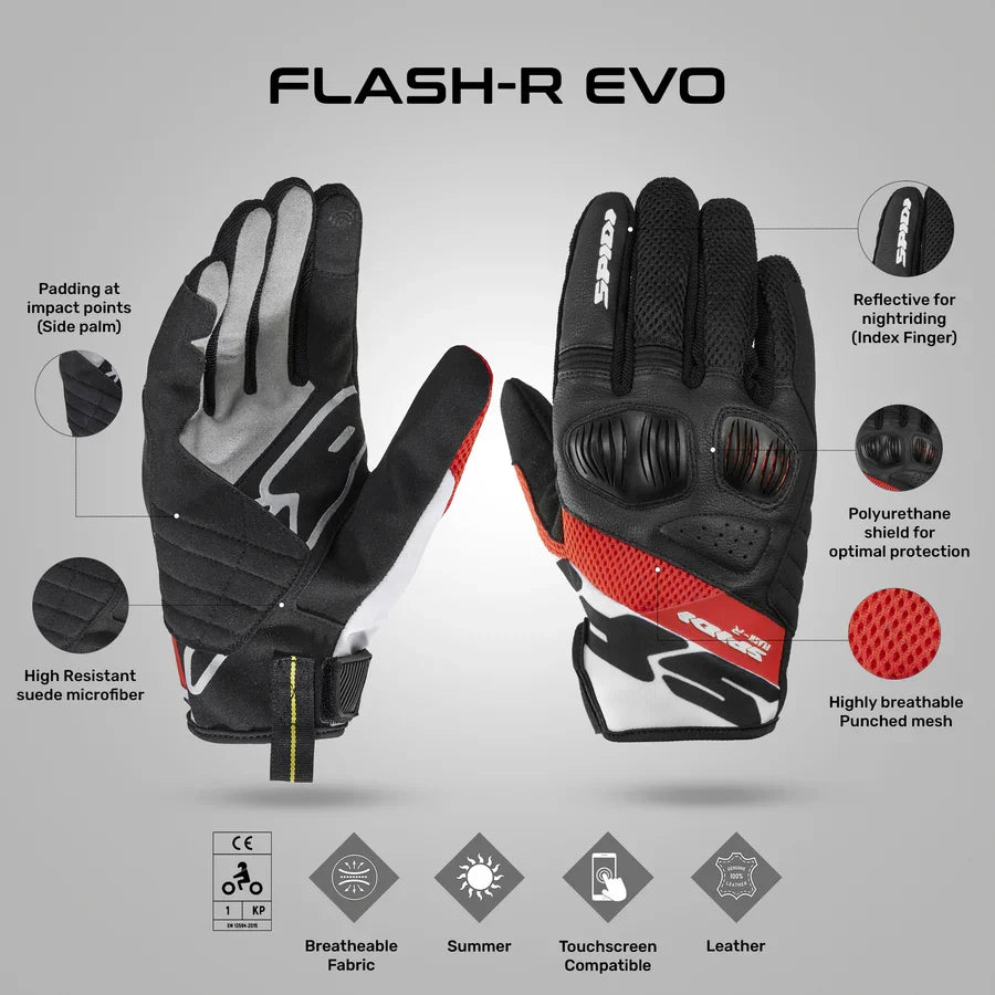 Spidi Flash R Evo Gloves BLACK RED