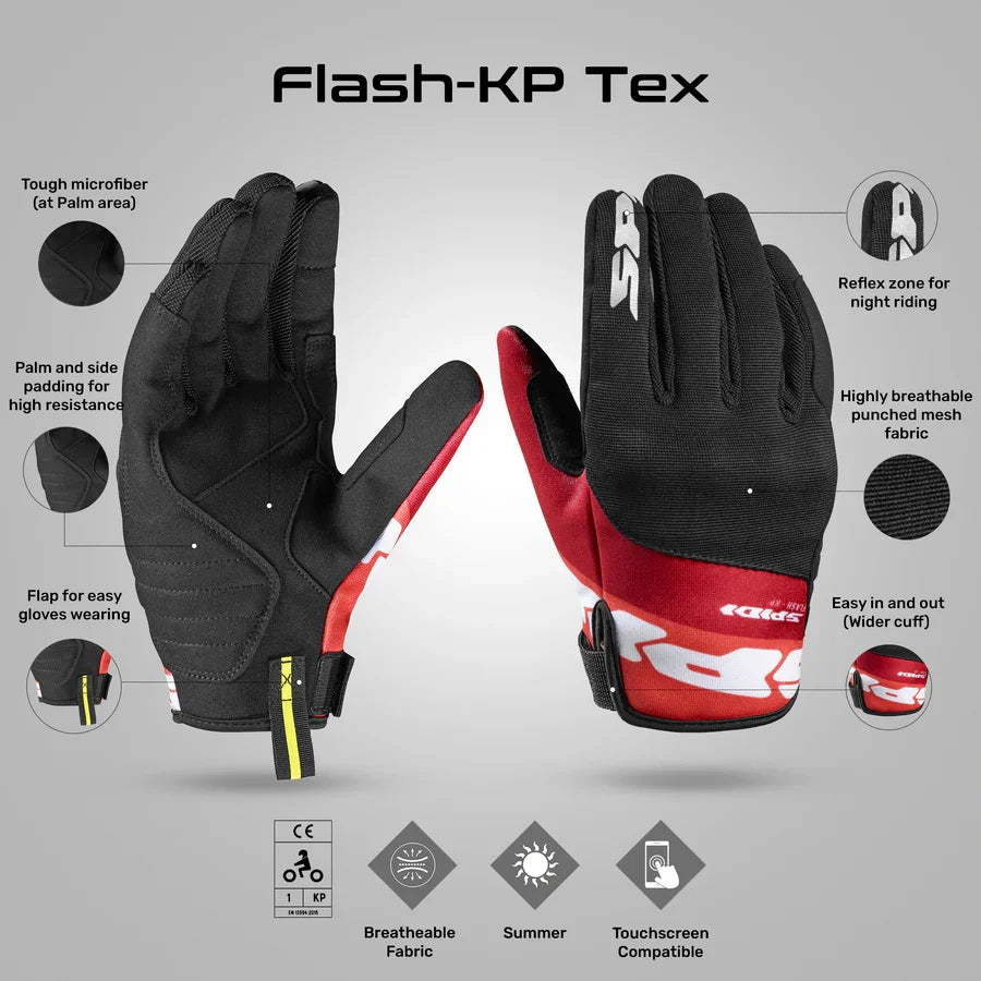 Spidi FLASH-KP Glove BLACK RED