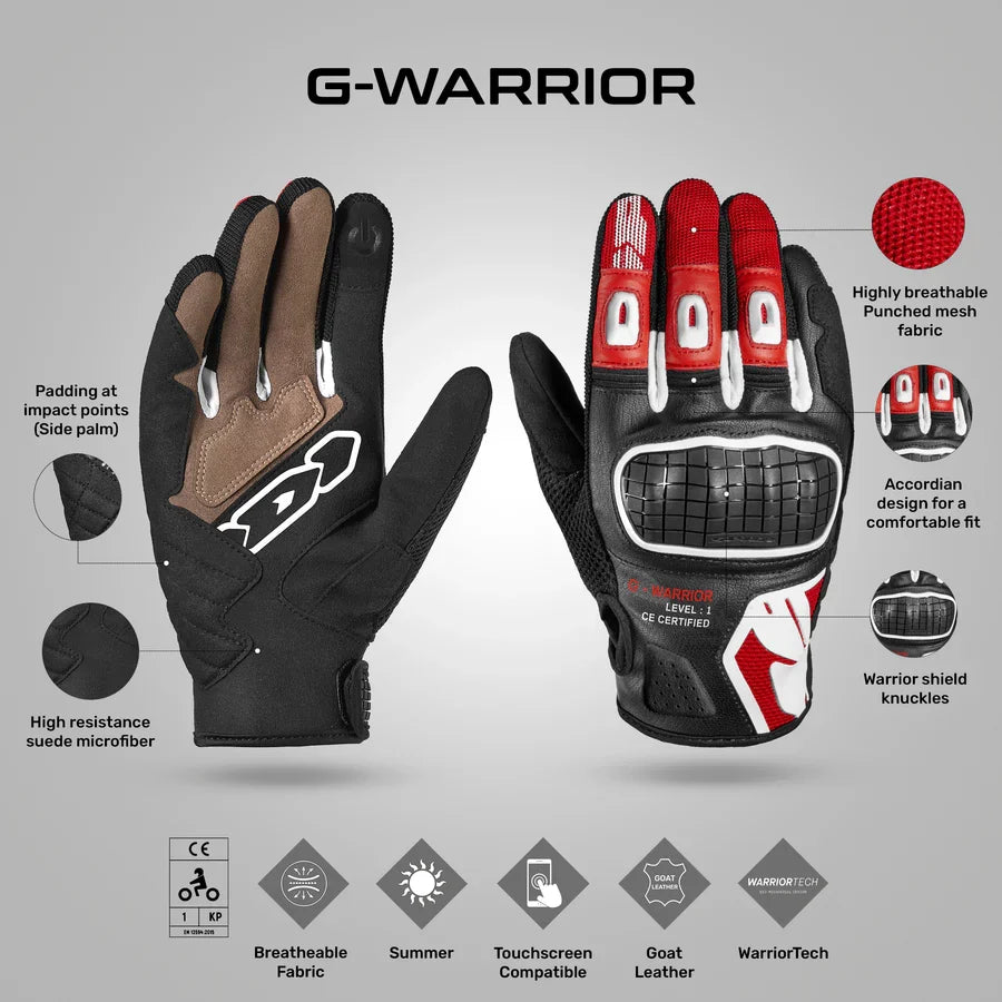 Spidi  G-Warrior Gloves RED BLACK
