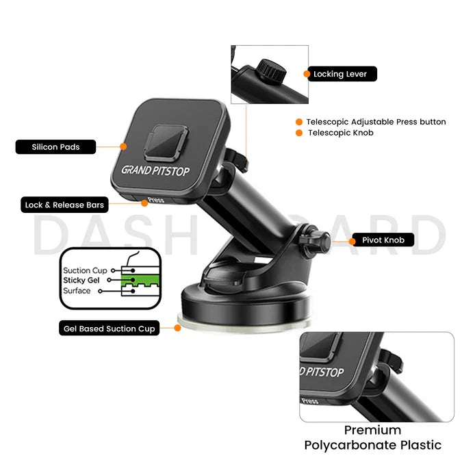 Quick Lock GEN-1 with in-built MAGNETIC LOCK Technology Car Dashboard Mobile Holder