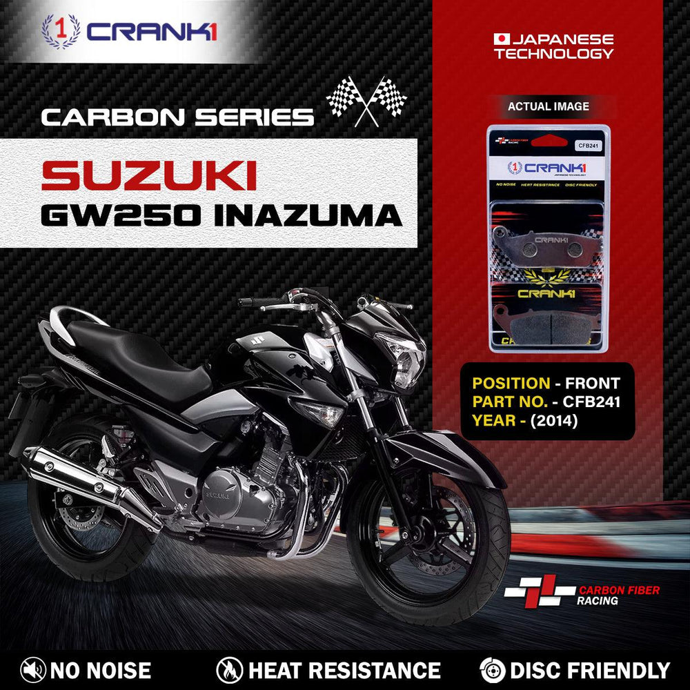 Carbon Brake Pads For Suzuki GW250 Inazuma (2014) - Front - CFB241