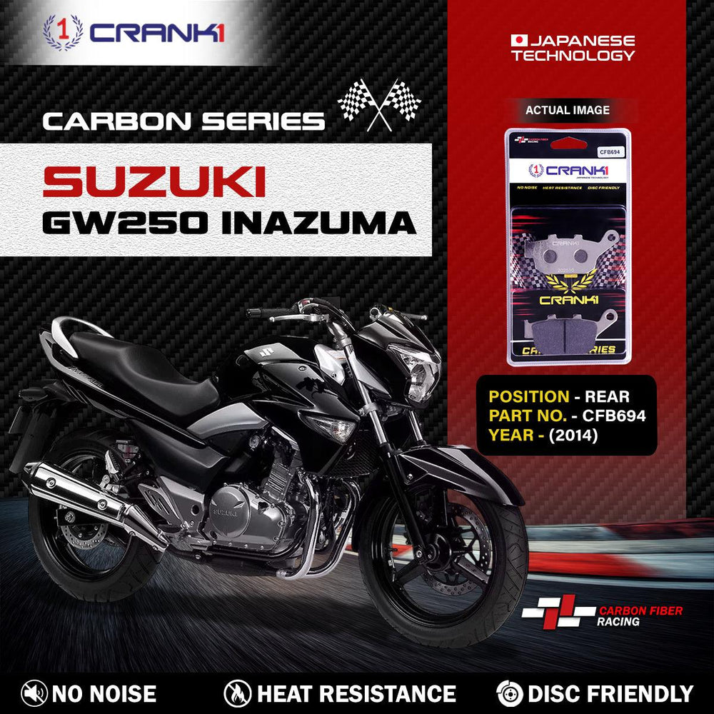 Carbon Brake Pads For Suzuki GW250 Inazuma (2014) - Rear - CFB694
