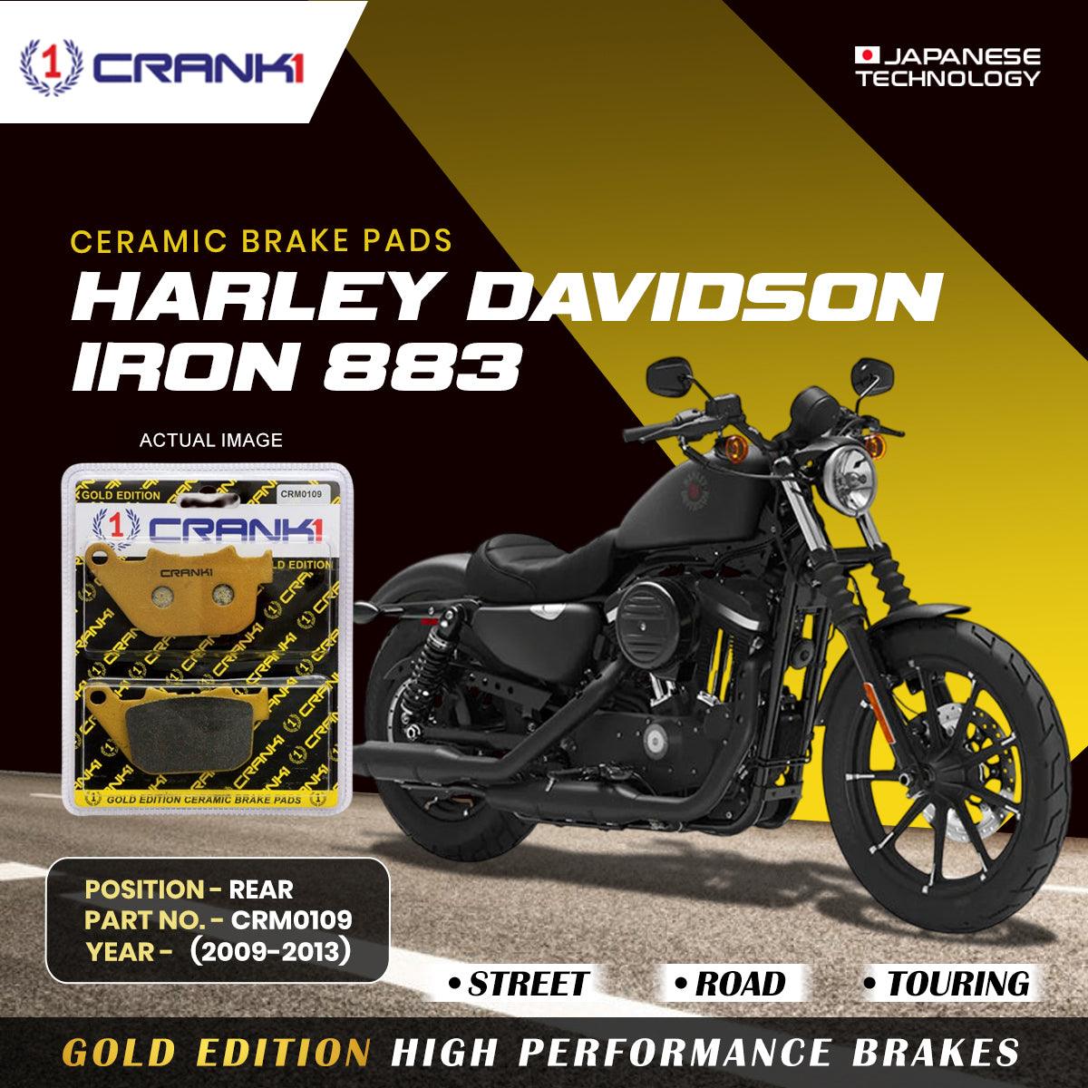 Ceramic Brake Pads For Harley Davidson Sportster Iron 883 (2009-2013) - Rear - CRM0109