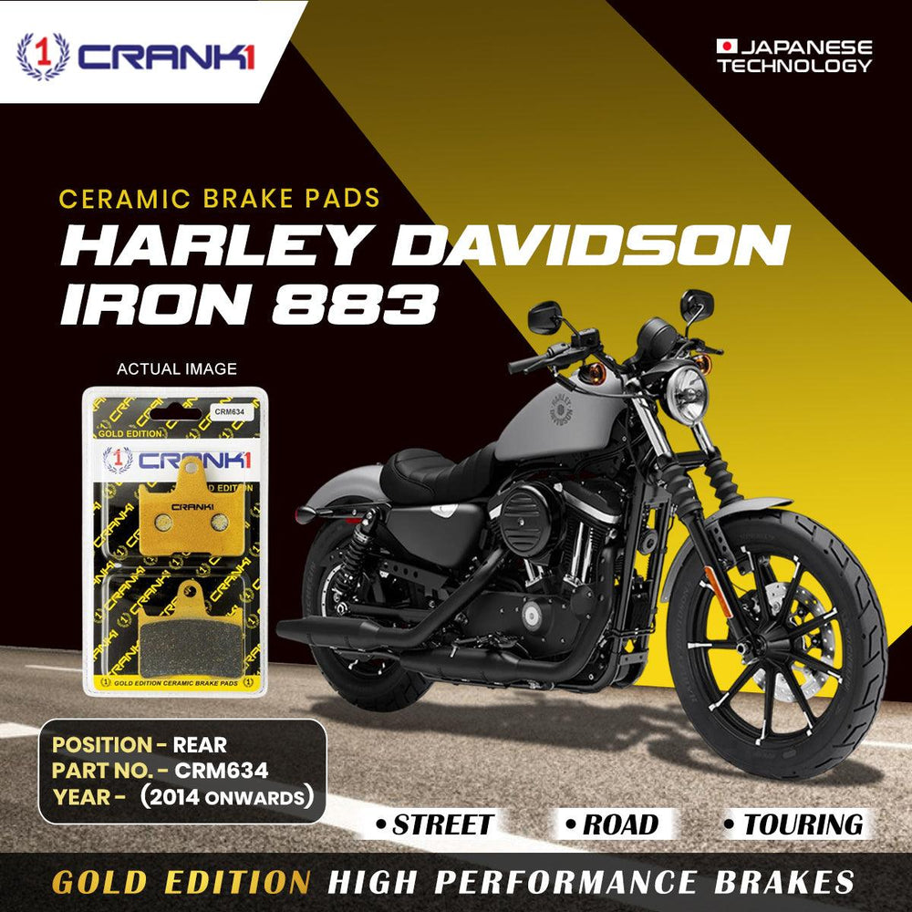 Ceramic Brake Pads For Harley Davidson Sportster Iron 883 (2014 Onwards) - Rear - CRM634