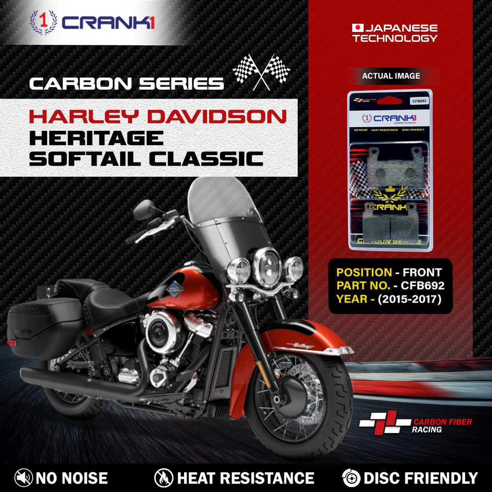 Carbon Brake Pads For Harley Davidson Heritage Softail Classic (2015-2017) - Front - CFB692