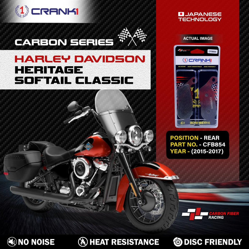 Carbon Brake Pads For Harley Davidson Heritage Softail Classic (2015-2017) - Rear - CFB854