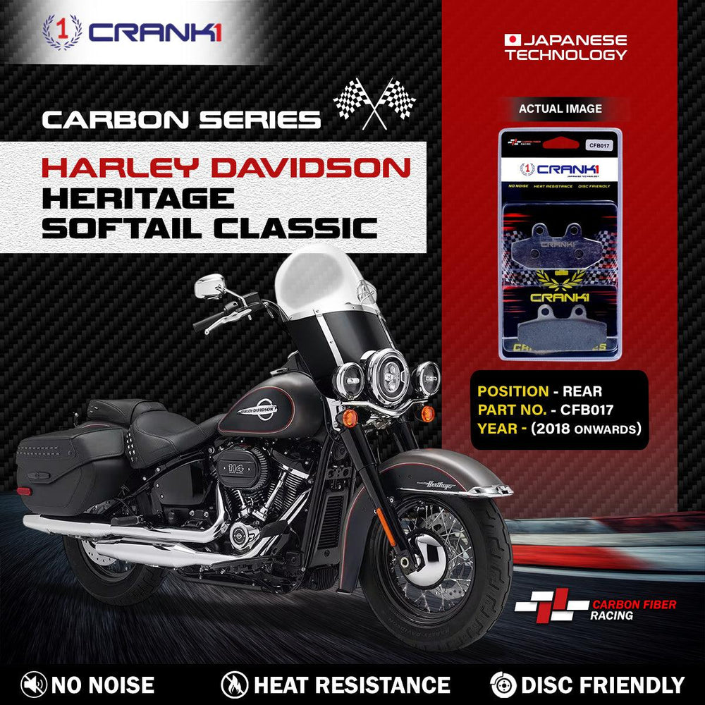Carbon Brake Pads For Harley Davidson Heritage Softail Classic (2018 Onwards) - Rear - CFB017