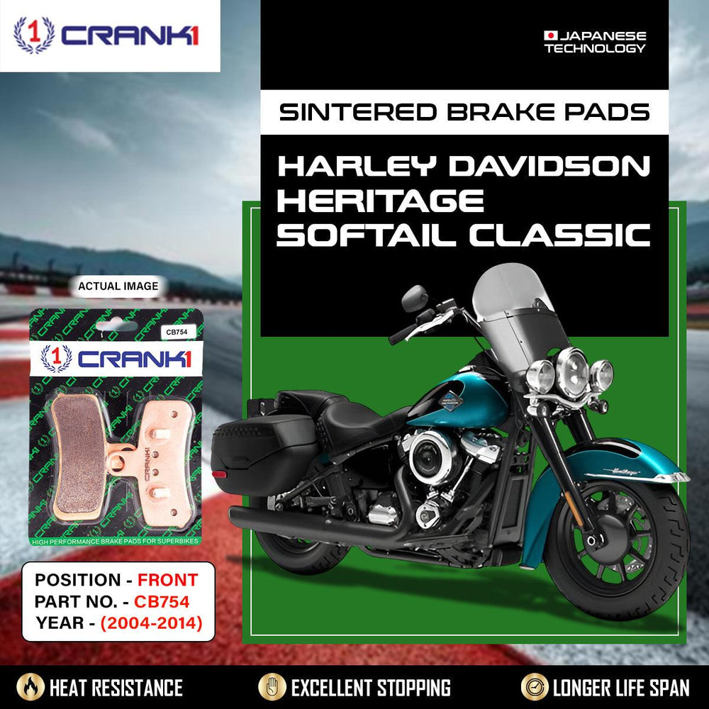 Sintered Brake Pads For Harley Davidson Heritage Softail Classic (2004-2014) - Front - CB754