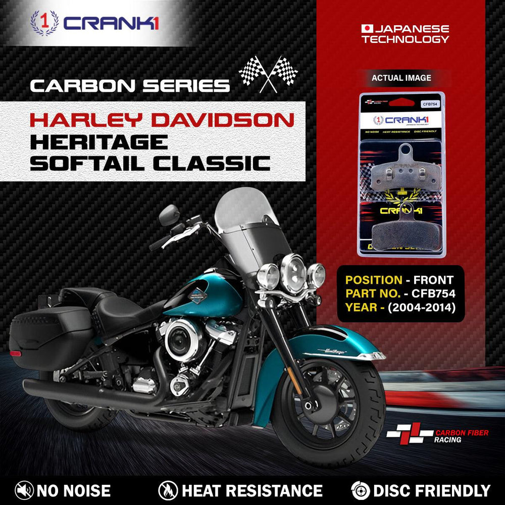 Carbon Brake Pads For Harley Davidson Heritage Softail Classic (2004-2014) - Front - CFB754