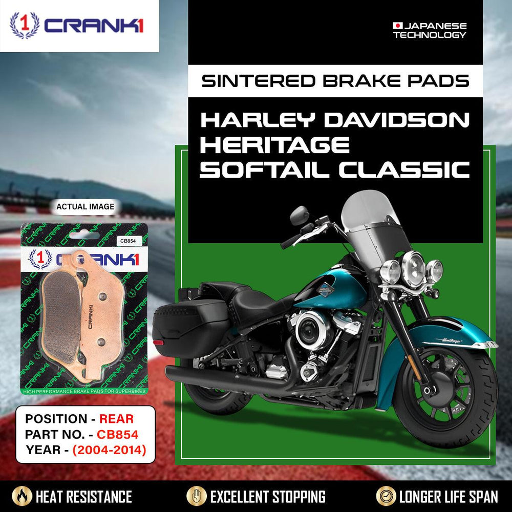 Sintered Brake Pads For Harley Davidson Heritage Softail Classic (2004-2014) - Rear - CB854