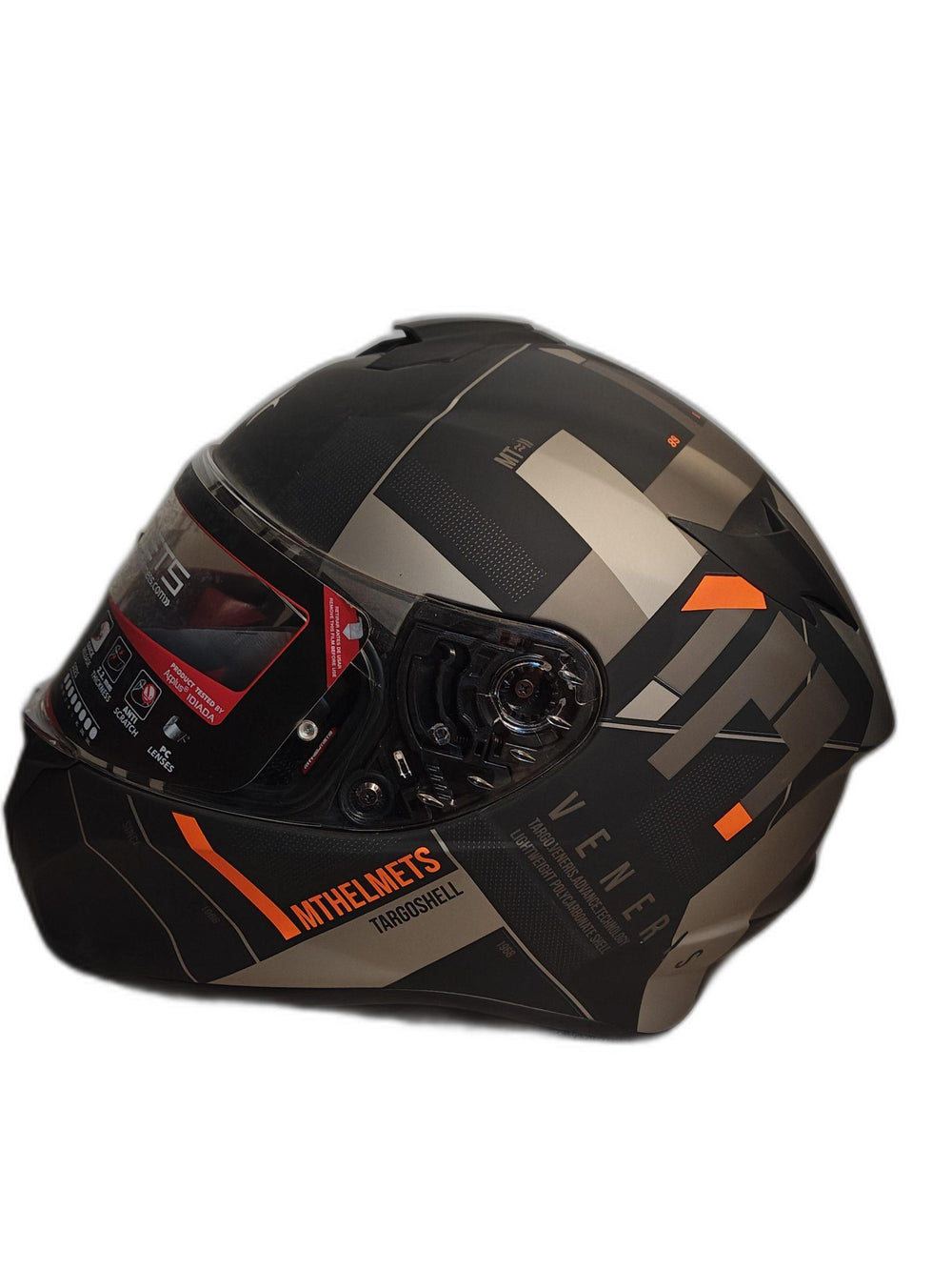 MT BLACK WITH ORANGE LINE HELMET