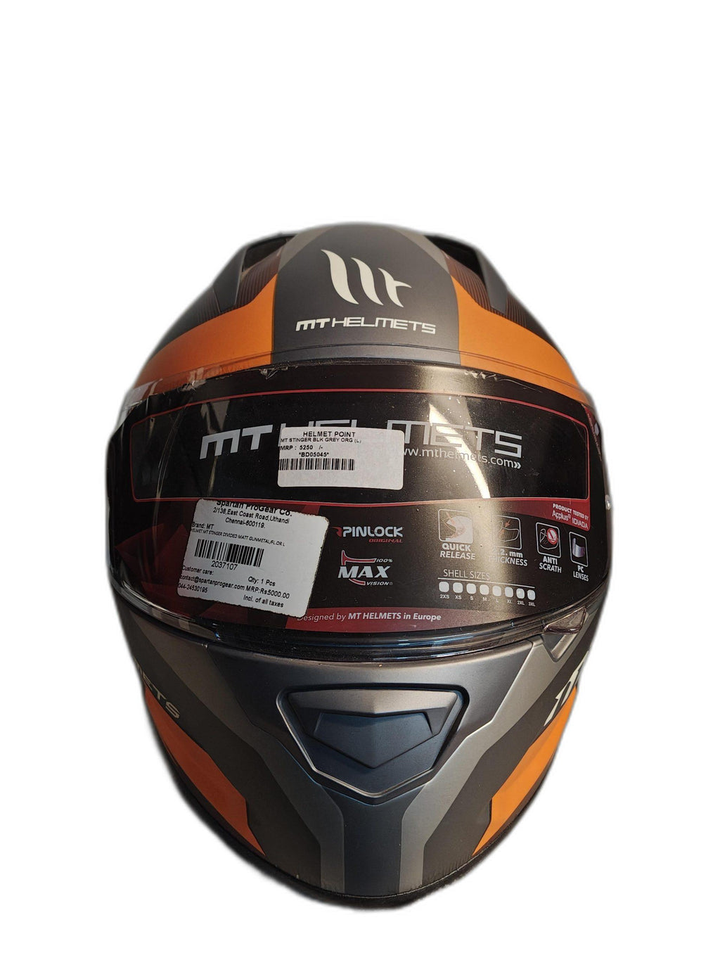 MT GREY ORANGE HELMET