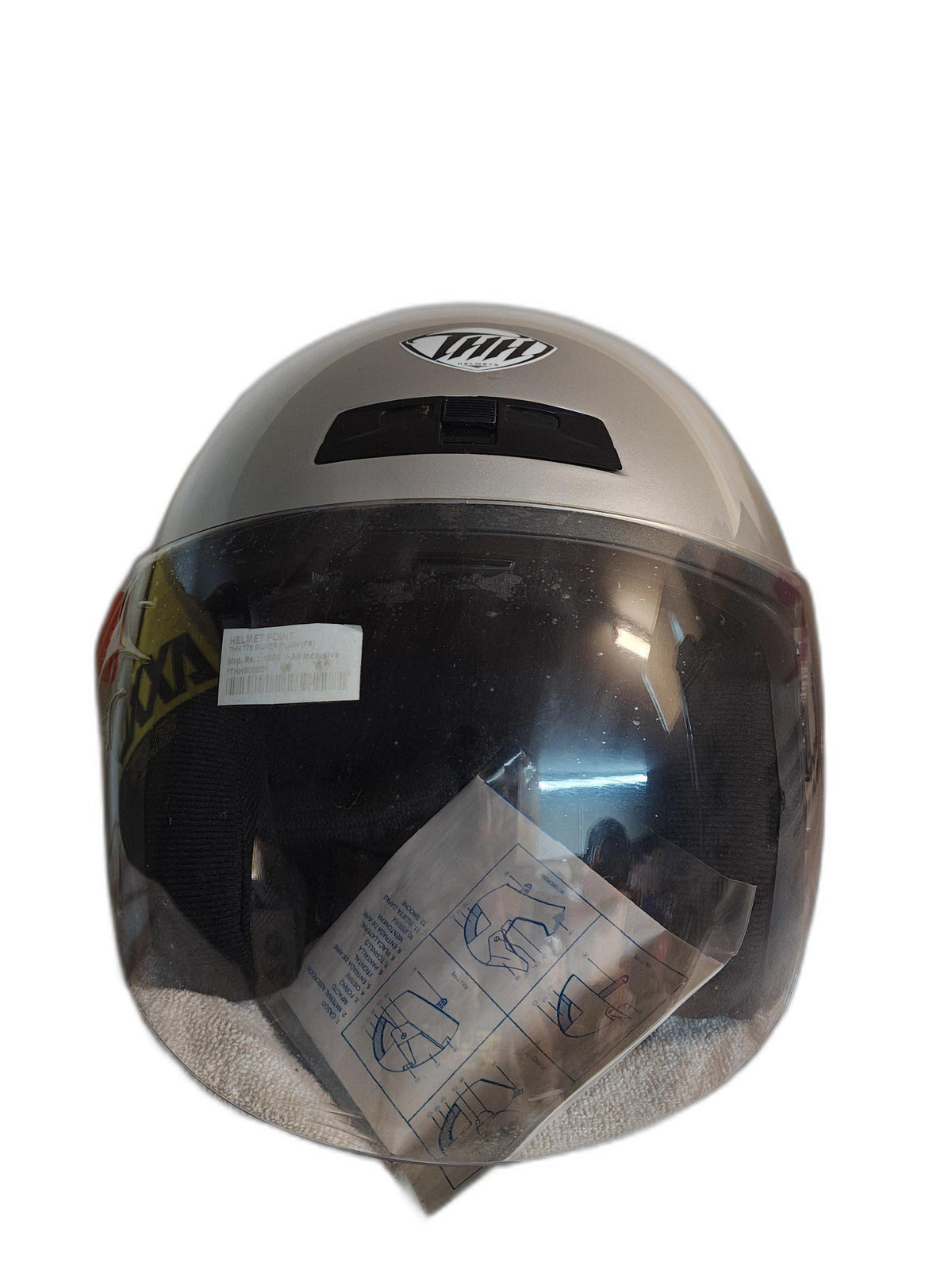 THH OPEN FACE SILVER PLAN HELMET