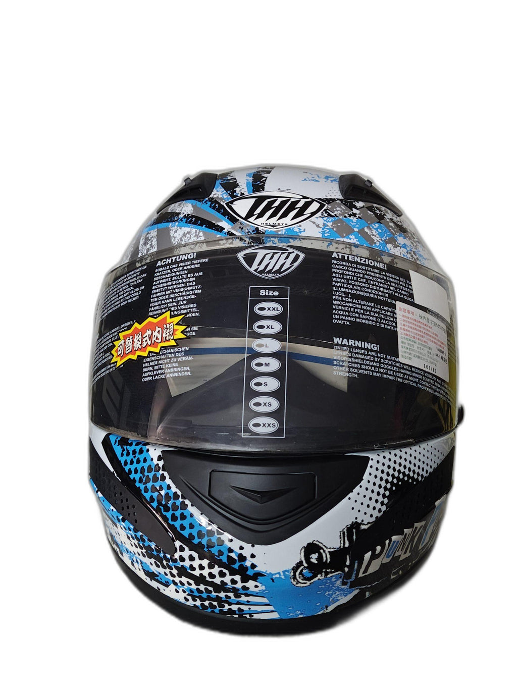 THH WHITE BLUE RIOT HELMET
