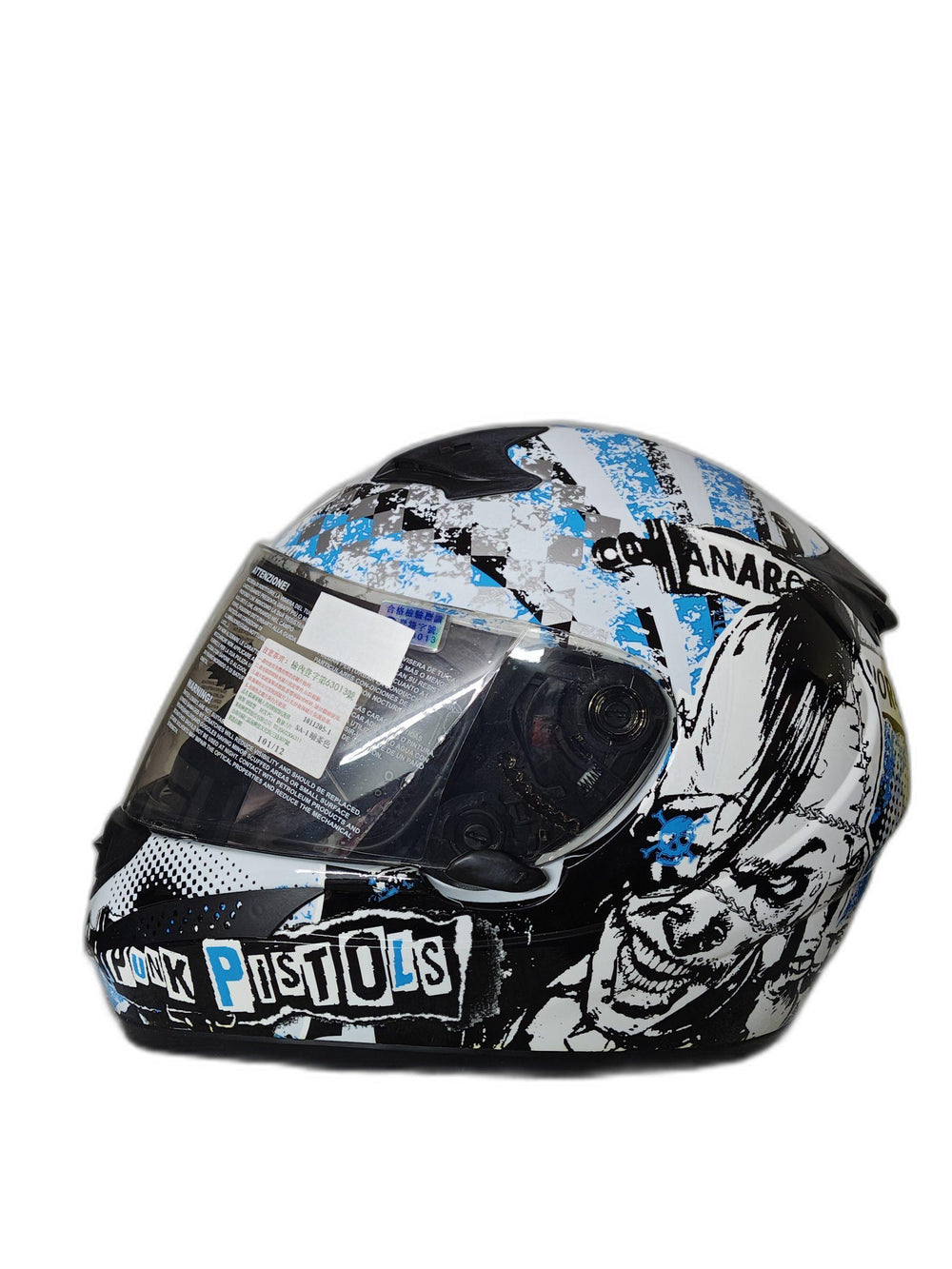 THH WHITE BLUE RIOT HELMET