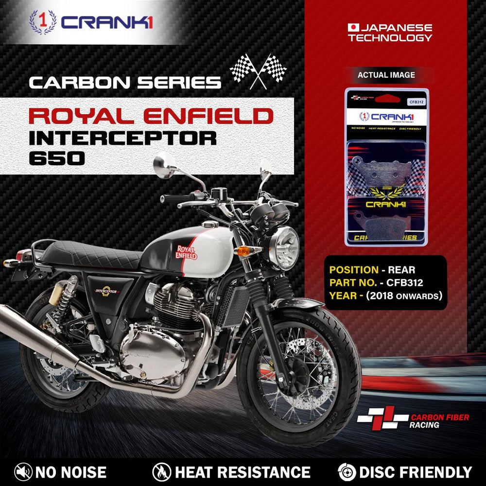 Carbon Brake Pads For Royal Enfield Interceptor 650 (2018 Onwards) - Rear - CFB312