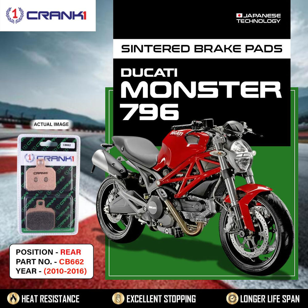 Sintered Brake Pads For Ducati Monster 796	(2010-2016) - Rear - CB662