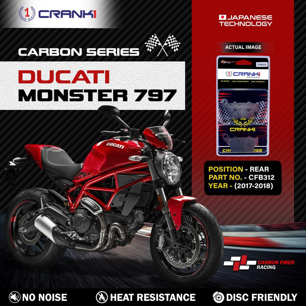 Carbon Brake Pads For Ducati Monster 797 (2017-2018) - Rear - CFB312